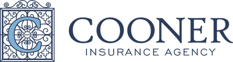 Cooner Insurance Agency logo with blue ornamental “C” emblem and navy text on a white background