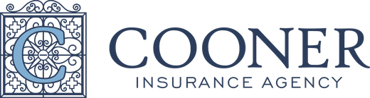 Cooner Insurance Agency logo with blue ornamental “C” emblem and navy text on a white background