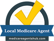 Local Medicare Agent logo with blue banner, yellow checkmark, and medicareagentshub.com text