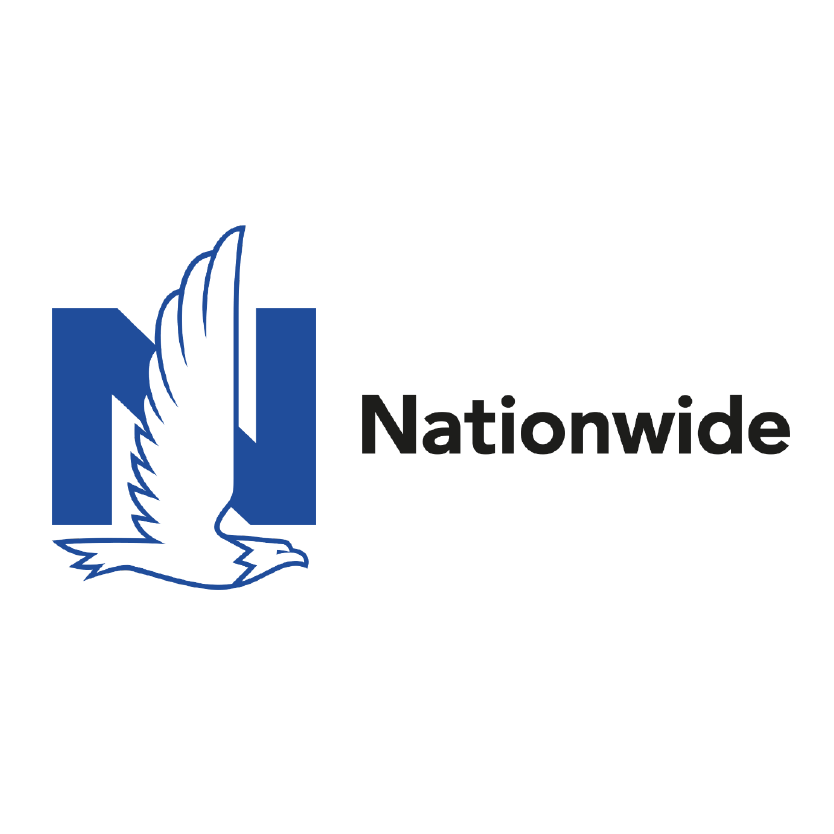 A blue and white logo for nationwide with an eagle on it.
