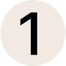 Number 1 in black on a cream-colored circle.