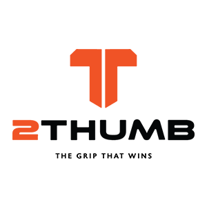 A logo for 2thumb the grip that wins