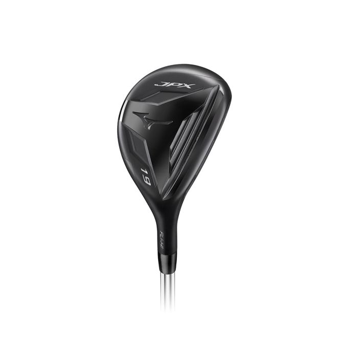A close up of a mizuno golf club on a white background.