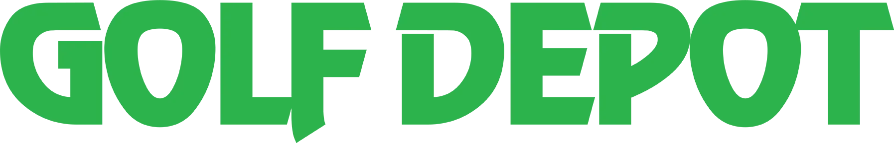 A green golf depot logo on a white background