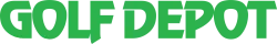 A green golf depot logo on a white background
