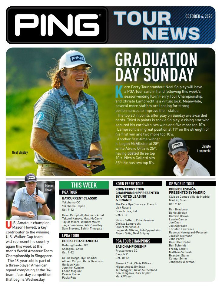 Ping Tour News cover: golfer with long hair,