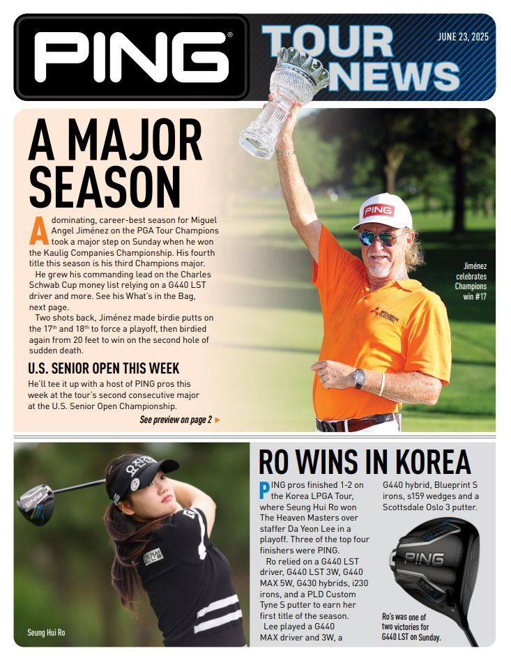 The front page of a ping tour news magazine.