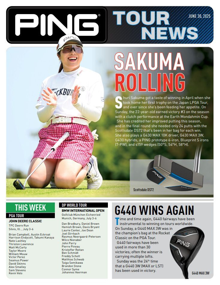 A woman is kneeling down on a golf course holding a golf club.
