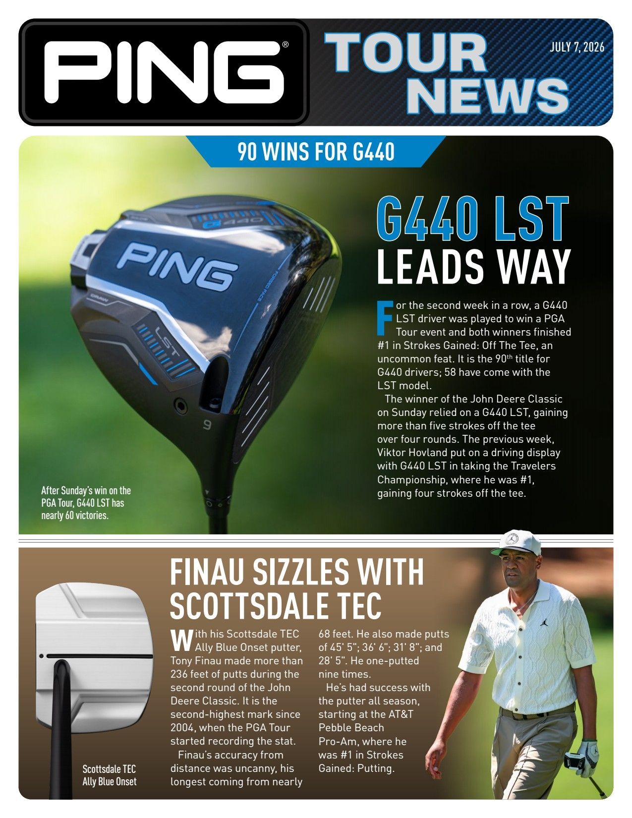 PING Tour News cover with golf club,