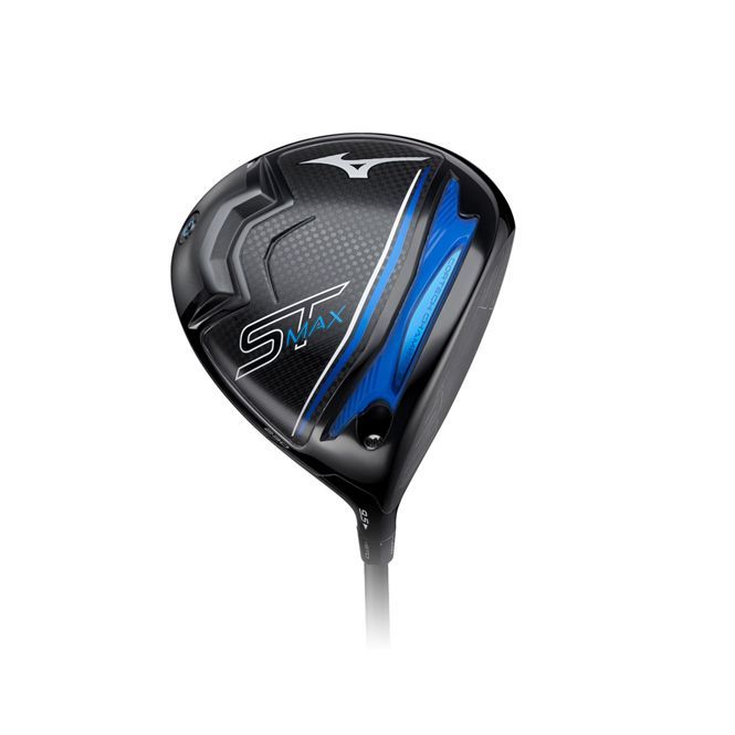 A black and blue golf club on a white background.