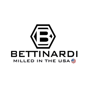 A logo for a company called bettinardi milled in the usa.