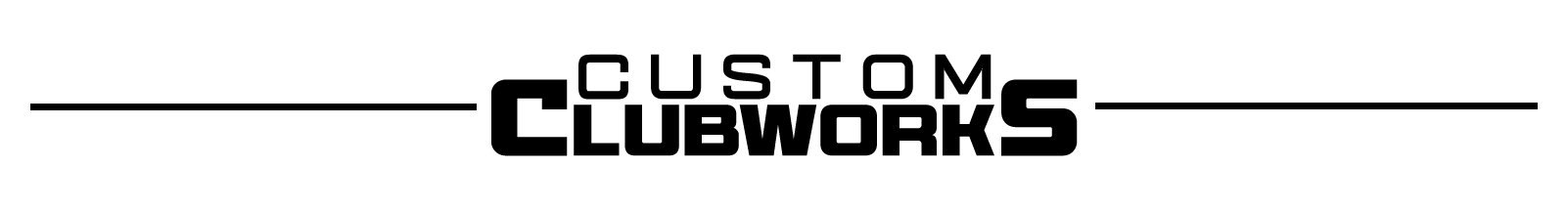 A black and white logo for custom clubworks