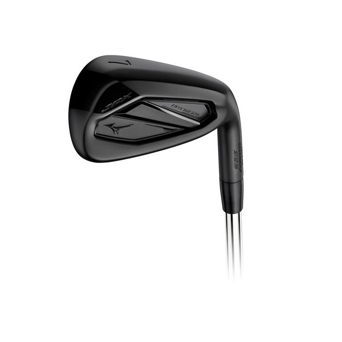 Black Mizuno golf club, a single iron, on a white background.