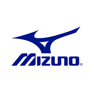 A blue mizuno logo on a white background