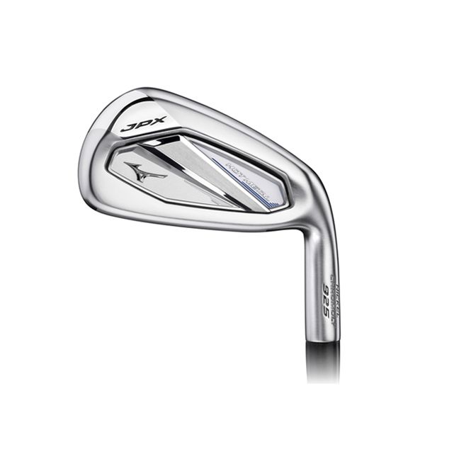A close up of a golf club on a white background.