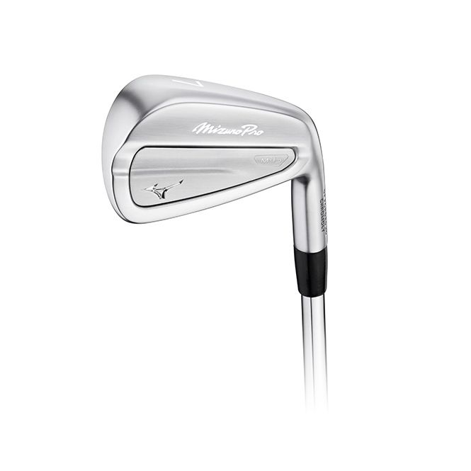 Silver golf iron club on a white background