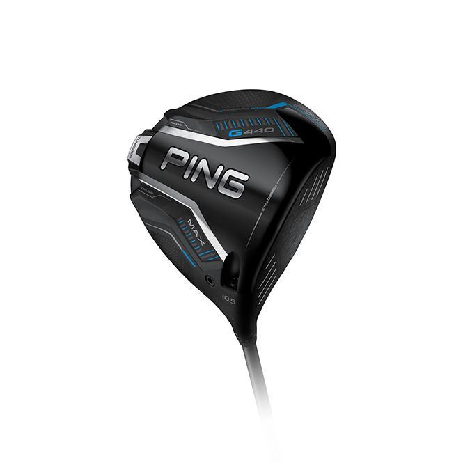 A close up of a ping driver on a white background.