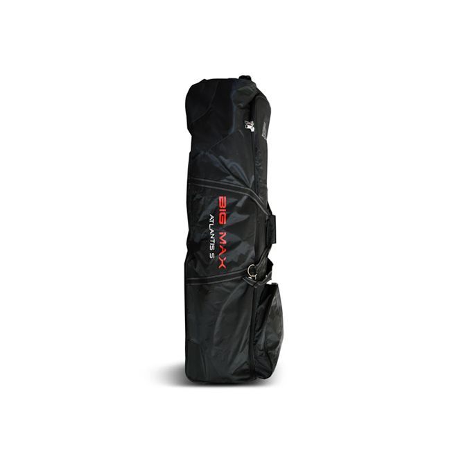 A Bigmax travel cover  with red writing on it is sitting on a white surface.