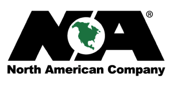 The north american company logo has a green globe on it