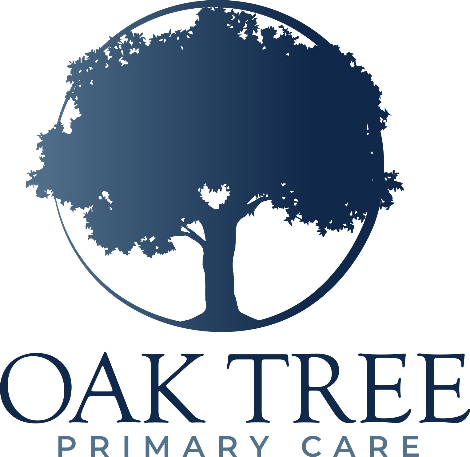 Oak tree primary care logo with a tree in a circle