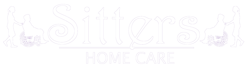Logo of "Sitters' Home Care" in white script with decorative elements.
