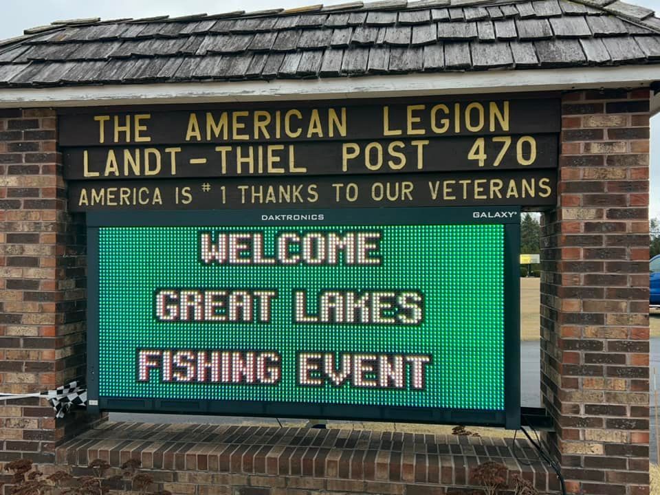 A sign for the american legion landt-thiel post 470