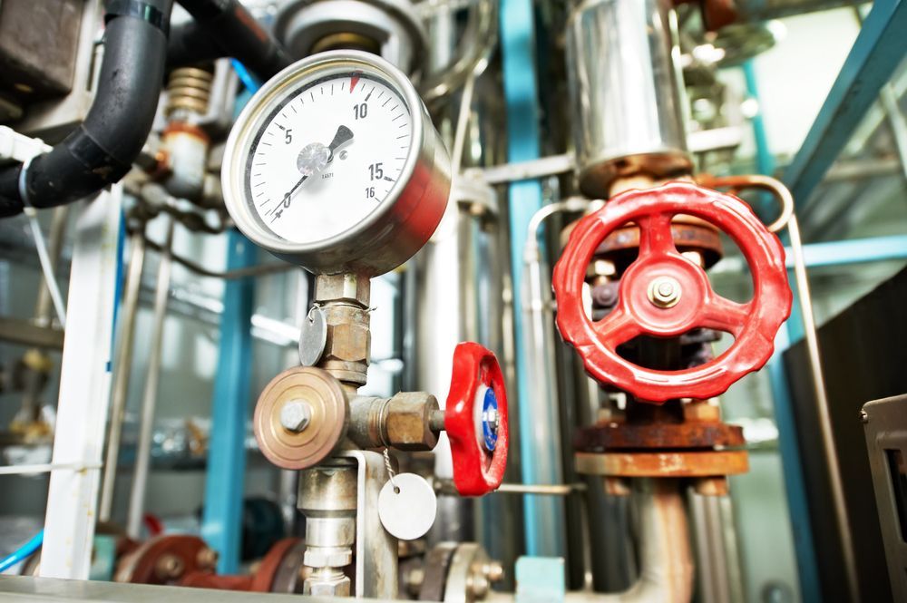 Pressure Gauge and Red Valve on Industrial Piping — 24/7 Hot Water in Valdora, QLD