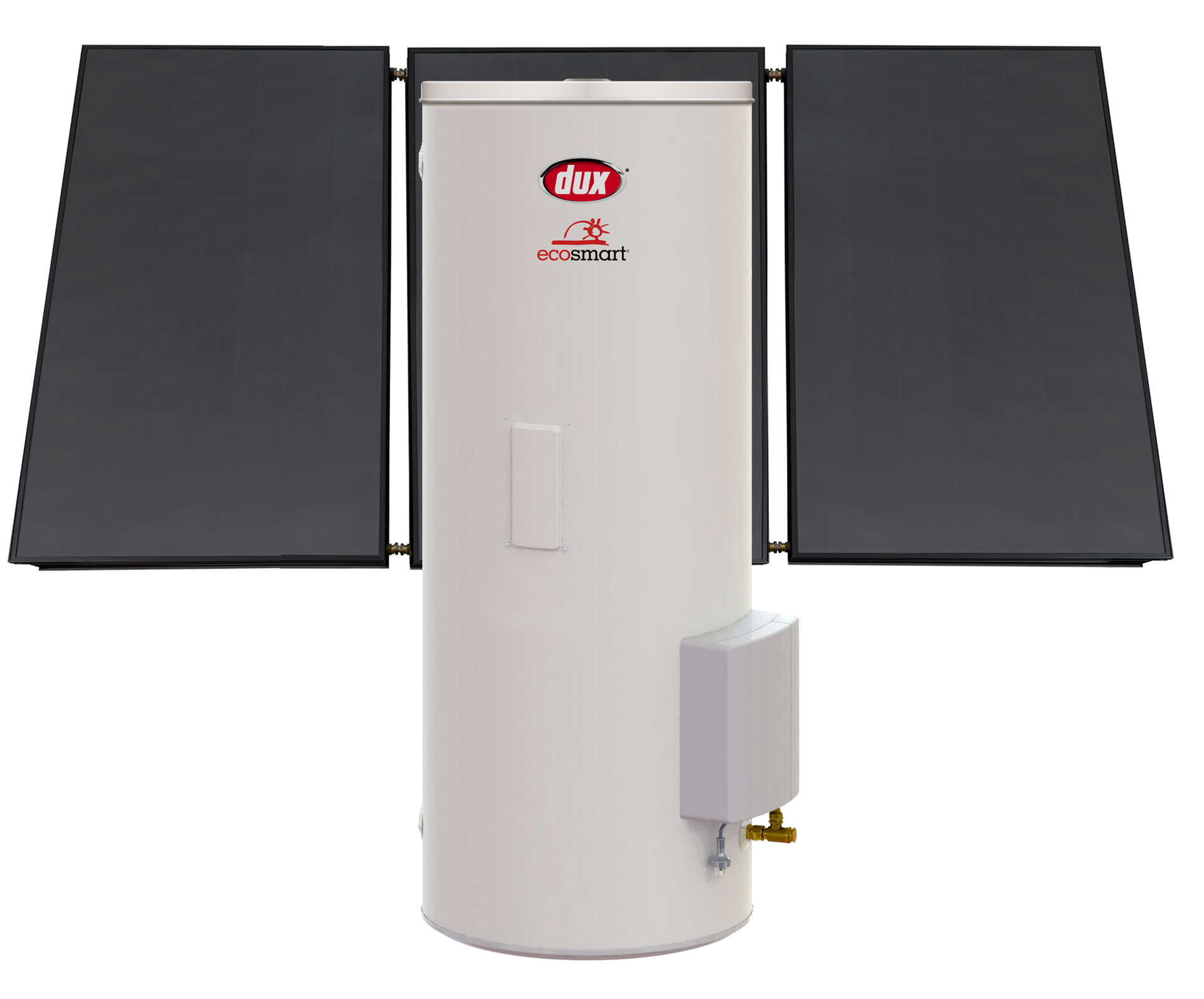 Solar panels on a white roof with blue sky and partially bare tree branches in the background. — 24/7 Hot Water in Valdora, QLD