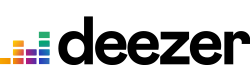 a deezer logo with a rainbow of colors on a white background .