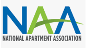 A blue and green logo for the national apartment association