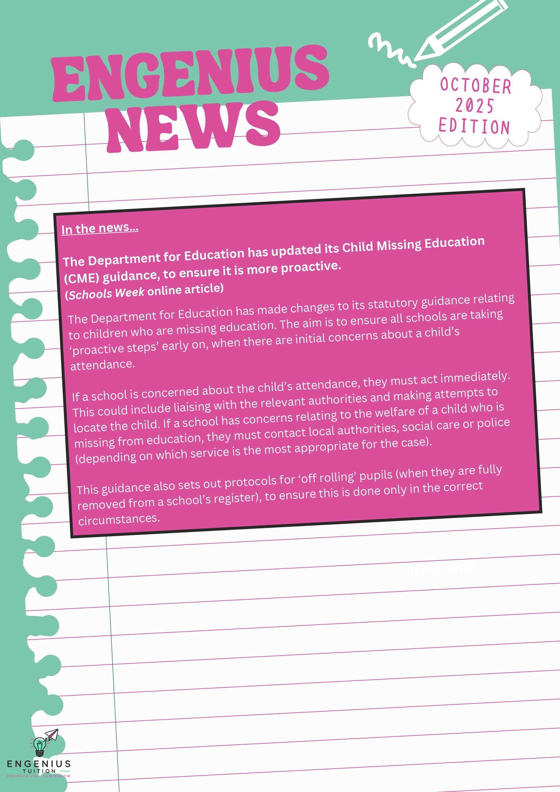 Pink newsletter titled 