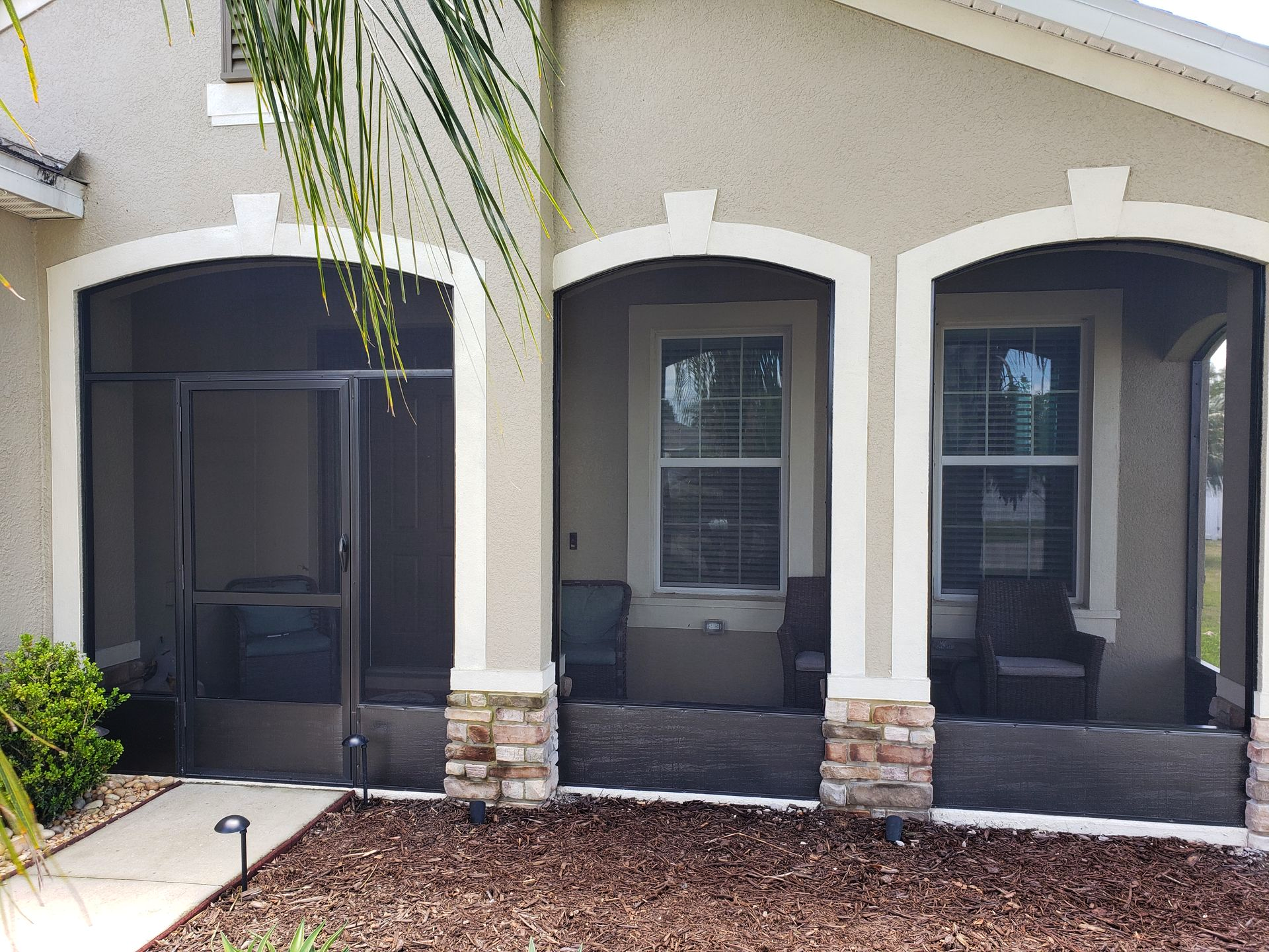 bronze screened entryway and front lanai installation in Lakeland, FL.
