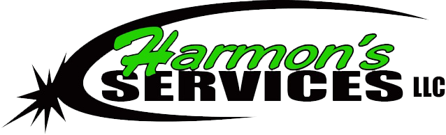 The logo for Harmon's SERVICES LLC featuring green text above bold black text with a stylized black swoosh.
