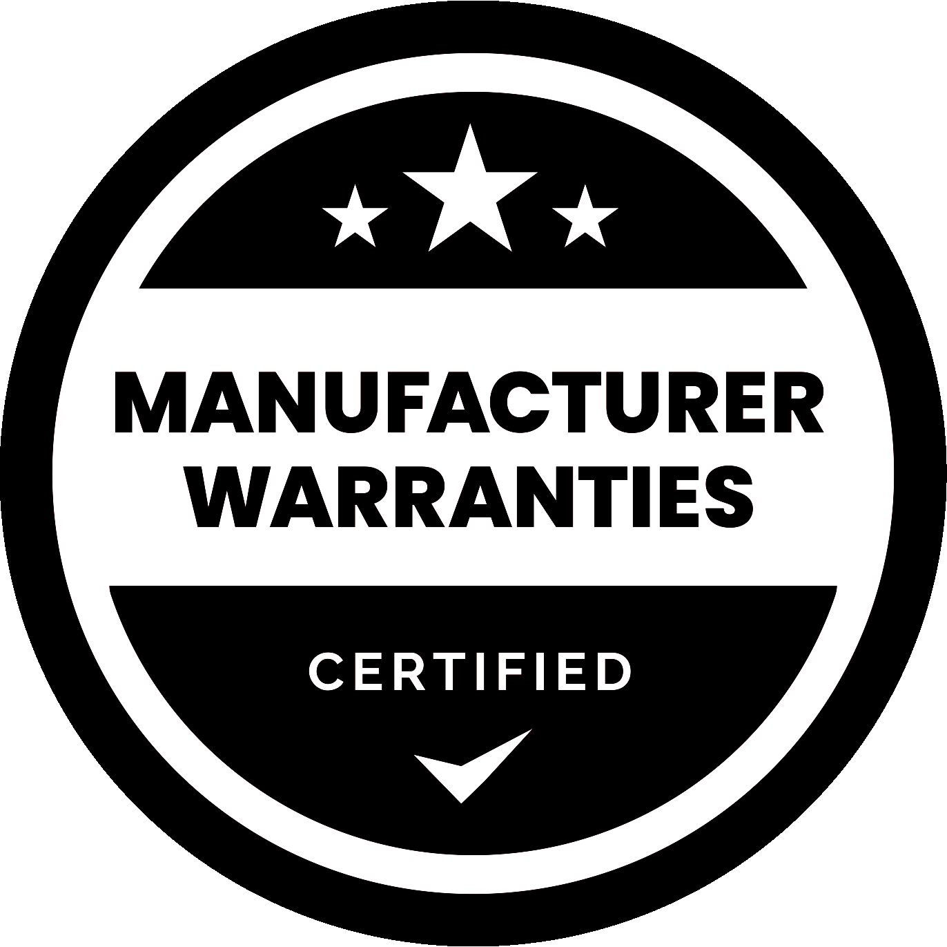 Black and white circular emblem with three stars above the text