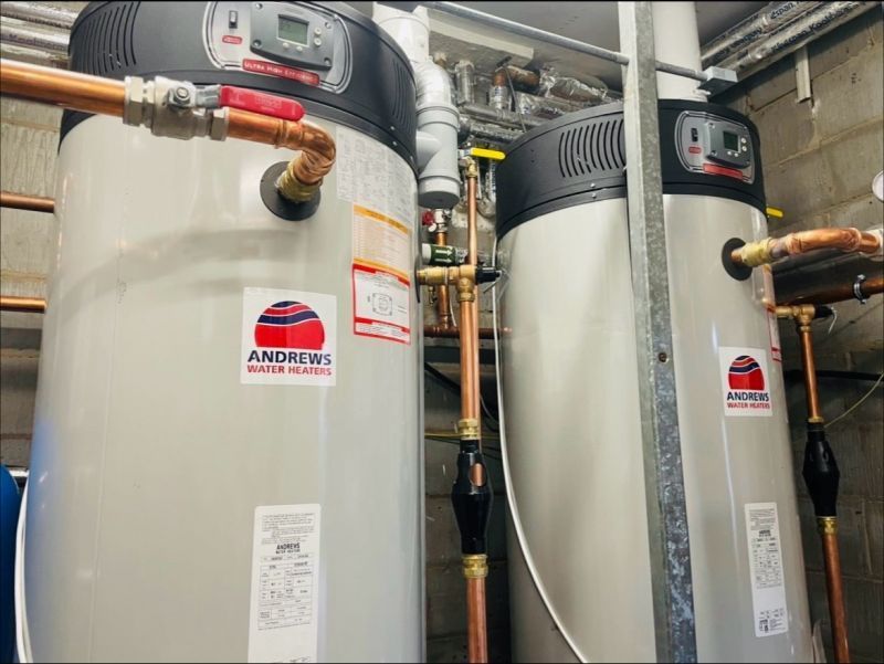 New Andrews water heater installed in commercial plant room
