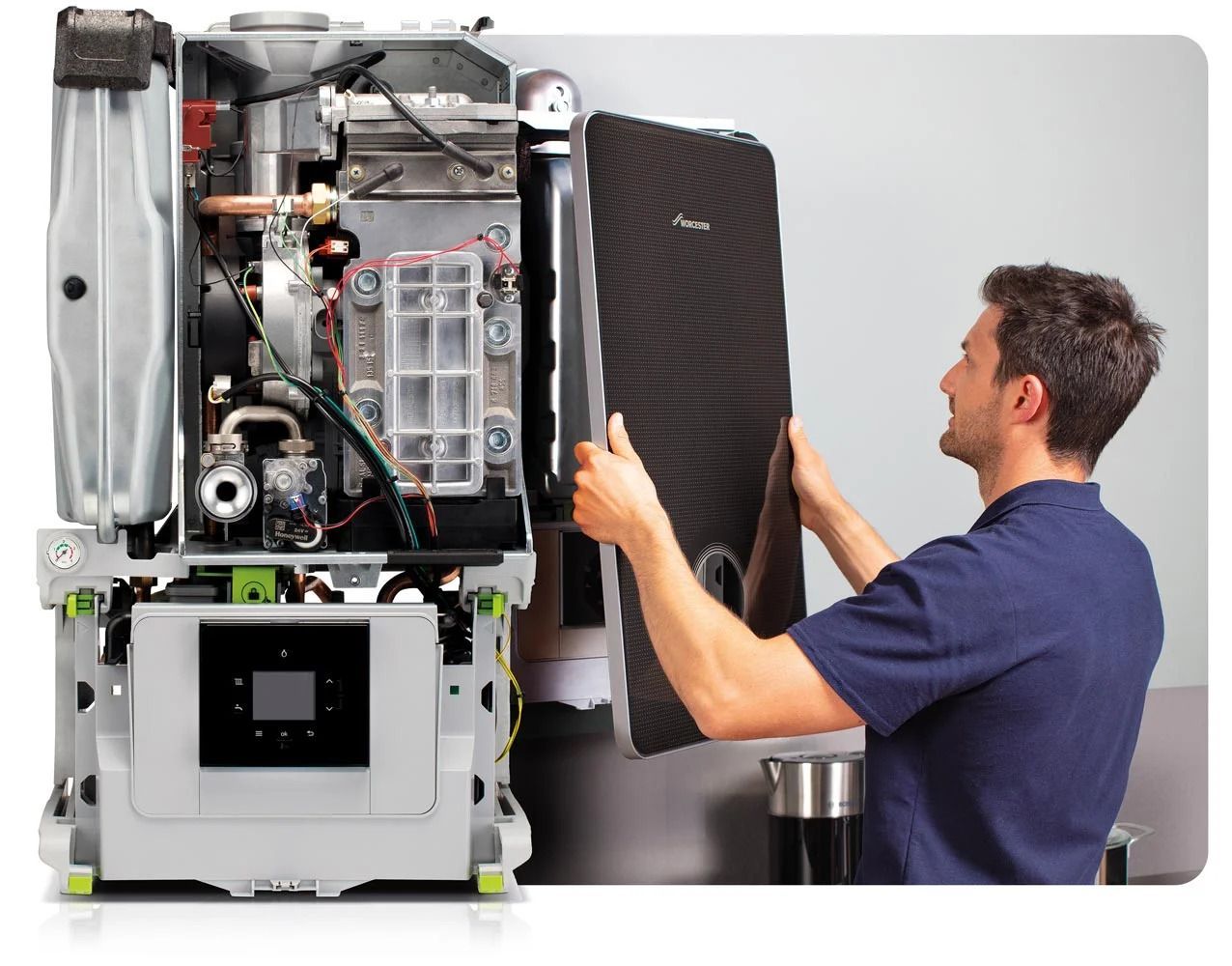 Gas Safe engineer servicing a gas boiler in Wokingham home