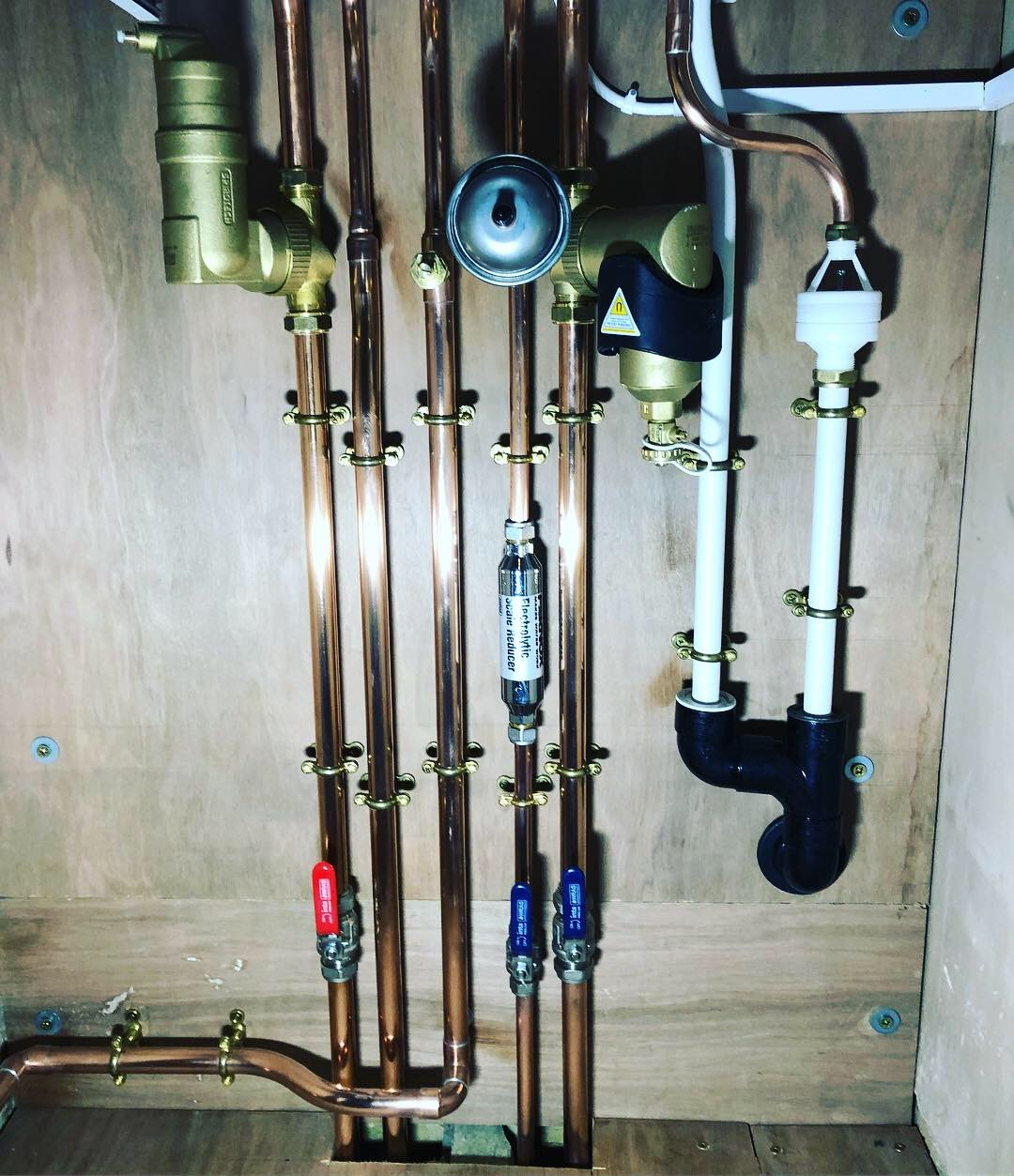 Modern bathroom installation with new pipework and fitting