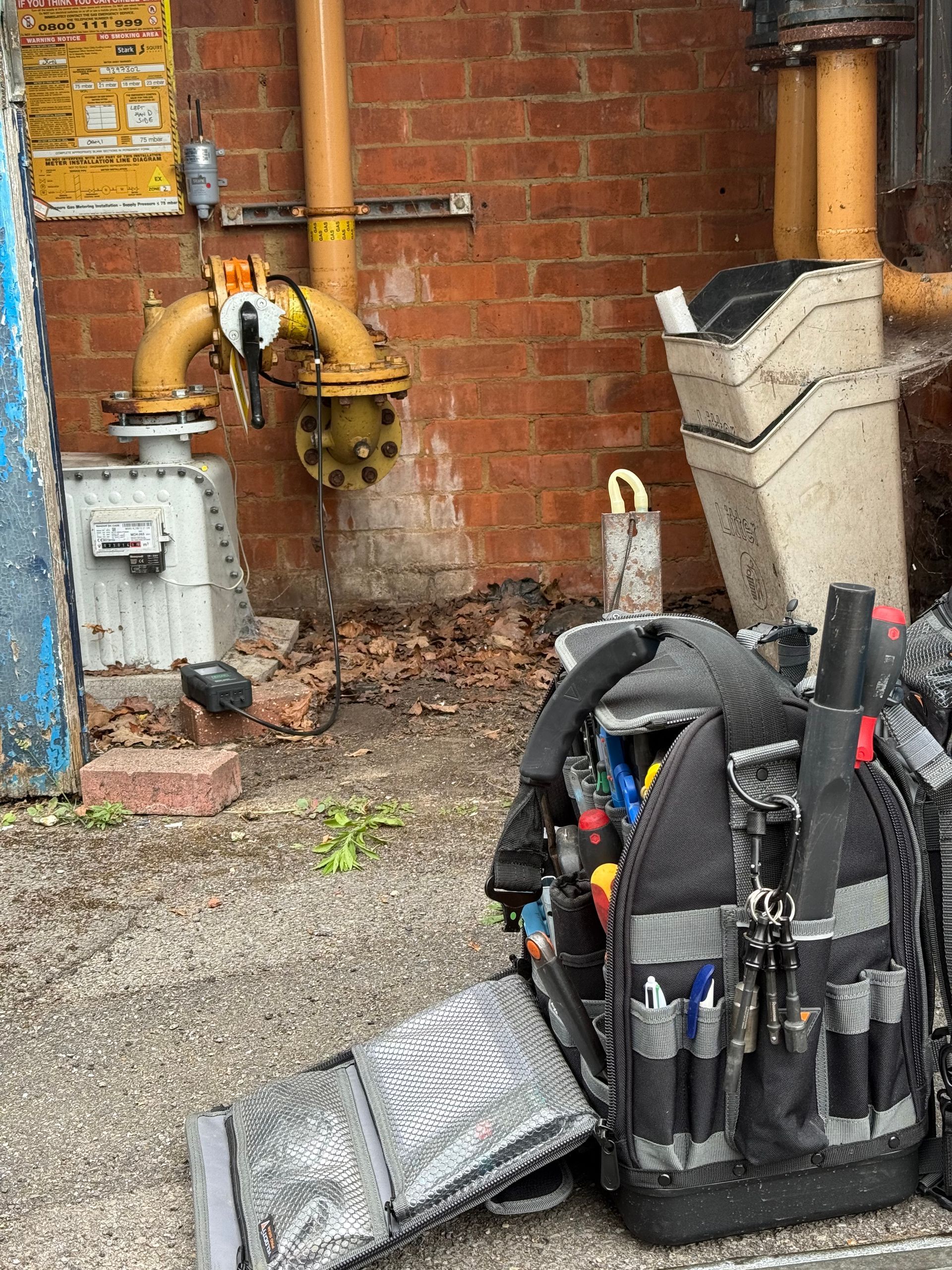 Commercial testing equipment connected to school gas system