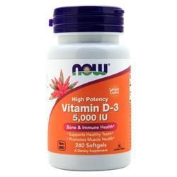 Now Vitamin D-3 (5000IU) 240 soft gels