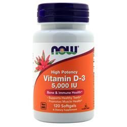 Now Vitamin D-3 (5000IU) 120 soft gels