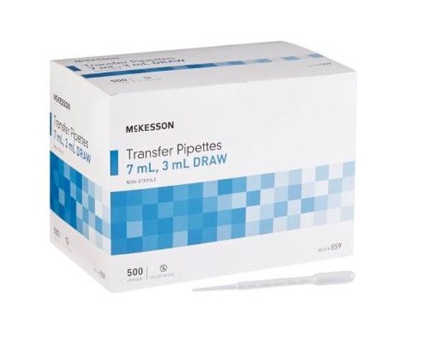 Box of McKesson transfer pipettes with a pipette in front.