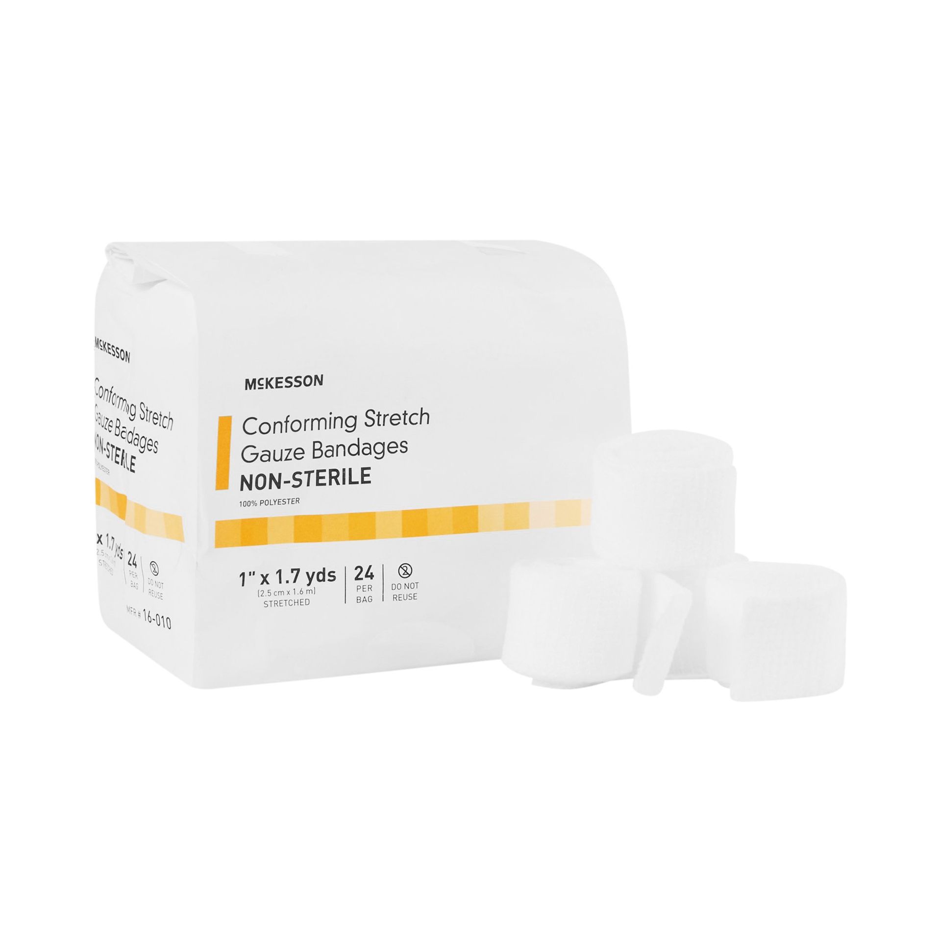 Box of white conforming stretch gauze bandages, non-sterile.