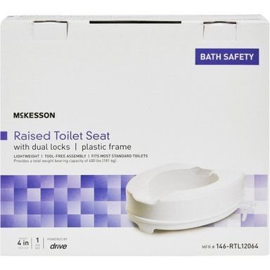 Boxed, white MSKESSON raised toilet seat. 