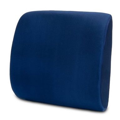 Blue lumbar support pillow.