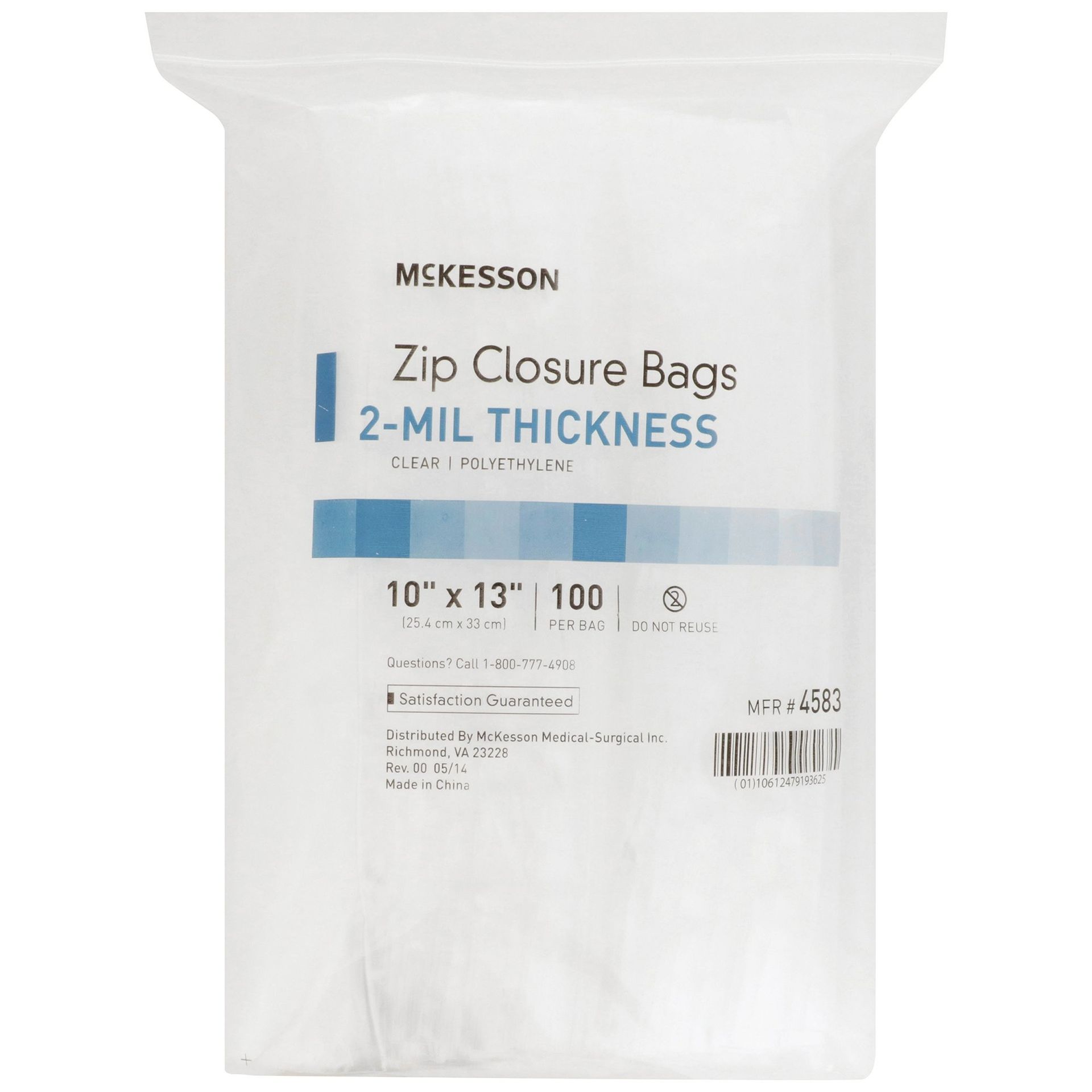 White bag of McKesson zip closure bags, 10