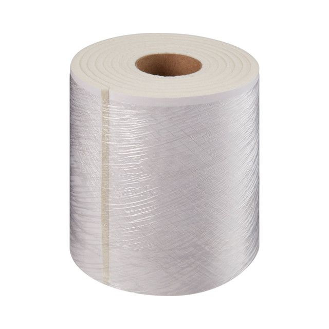 Roll of white thermal paper for printing.