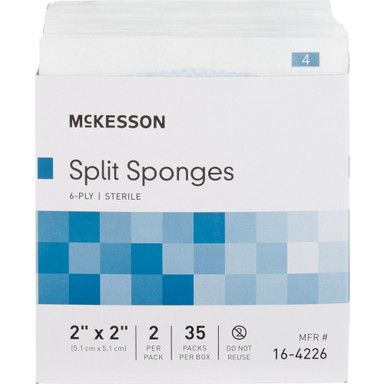 Box of McKesson Split Sponges, sterile, 2