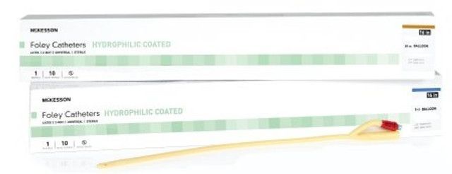 Two boxes of Foley catheters, one with a catheter extending out.