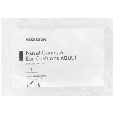 Package of McKesson nasal cannula ear cushions for adult use.