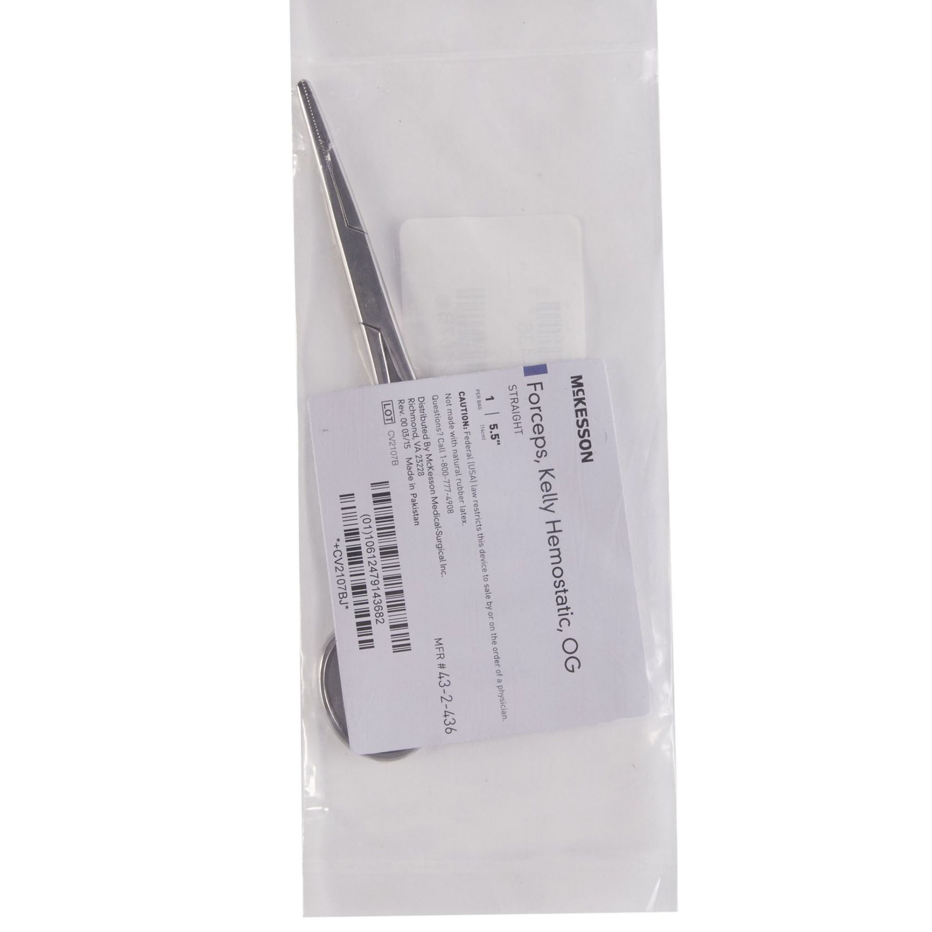 Black tool and white label in a clear plastic bag.